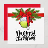 Tenniskerst met tennisbal en kerstmuts H Feestdagenkaart (Voorkant / Achterkant)