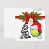 Tenniskerst met tennisbal en kerstmuts H Feestdagenkaart (Voorkant / Achterkant)
