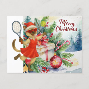 Tenniskerst voor Cat Lovers Holiday Kaart
