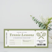 Tennisles cadeaubon certificaat kaart (Staand voorkant)