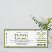 Tennisles geschenkcertificaat voucher kaart (Staand voorkant)