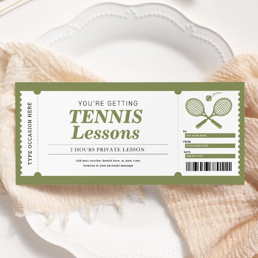 Tennisles geschenkcertificaat voucher kaart