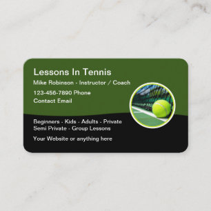 Tennislessen Coach Visitekaartjes
