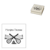  tennisnet, gekruiste rackets, ballennaam rubberstempel (Gestempeld)