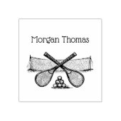 Tennisnet uit de oude doos, Gekruiste Rackets, Bal Rubberstempel (Afrduk)