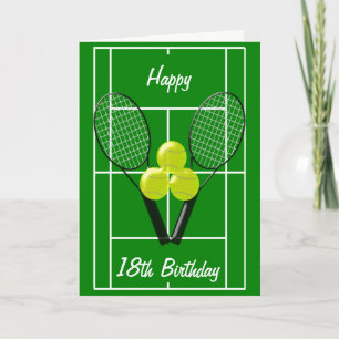Tennisontwerp gepersonaliseerd 18e verjaardag kaart