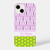 Tennispatroon aangepaste naam blauw iPhone 14 hoes iPhone Hoesje (Achterkant)