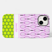 Tennispatroon aangepaste naam roze groen Case-Mate iPhone case (Achterkant (horizontaal))