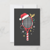 Tennispeddel met kerstmuts en kerstverlichting bedankkaart (Voorkant)