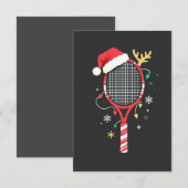 Tennispeddel met kerstmuts en kerstverlichting bedankkaart (Voorkant / Achterkant)