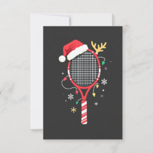 Tennispeddel met kerstmuts en kerstverlichting bedankkaart