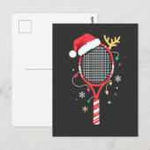 Tennispeddel met kerstmuts en kerstverlichting briefkaart (Voorkant / Achterkant)
