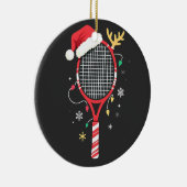 Tennispeddel met kerstmuts en kerstverlichting keramisch ornament (Rechts)