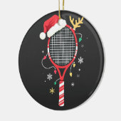 Tennispeddel met kerstmuts en kerstverlichting keramisch ornament (Links)