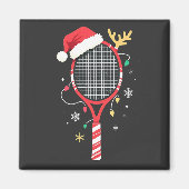 Tennispeddel met kerstmuts en kerstverlichting magneet (Voorkant)