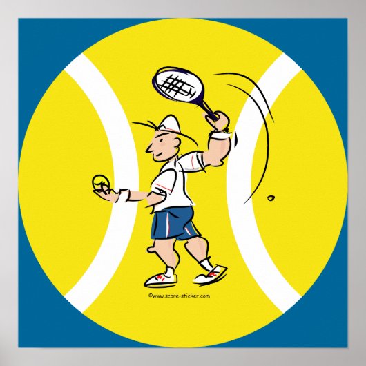 Tennisposter met cartoon en gele bal poster (Voorkant)