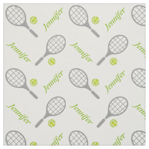 Tennisracket, bal en jouw naam gepersonaliseerd stof