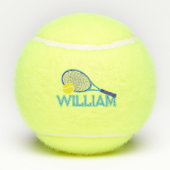 Tennisracket en bal blauw cyaan grafisch aangepast (Achterkant)