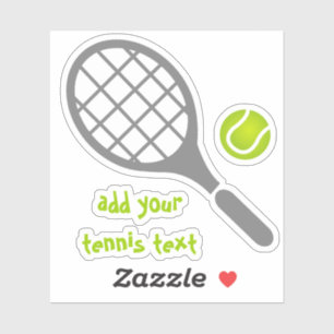 Tennisracket en bal grijs en groen sticker