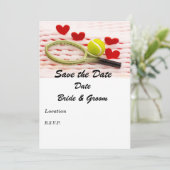 Tennisracket en bal met liefde kaart (Staand voorkant)