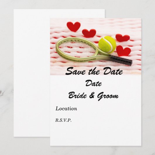 Tennisracket en bal met liefde kaart (Voorkant / Achterkant)