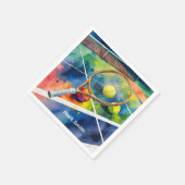 Tennisracket en bal op het veld Bedankt feest Servet (Hoek)