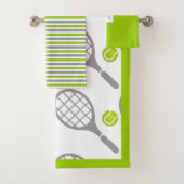 Tennisracket en bal, rand en monogram bad handdoek (Insitu)