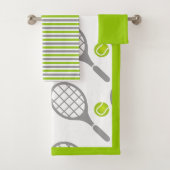 Tennisracket en bal, rand en strepen bad handdoek (Insitu)