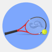 Tennisracket en Bal Ronde Sticker (Voorkant)