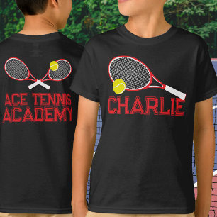 Tennisracket en bal rood wit grafisch aangepast t-shirt