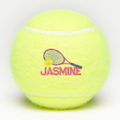 Tennisracket en bal roze blauw grafisch op maat (Achterkant)