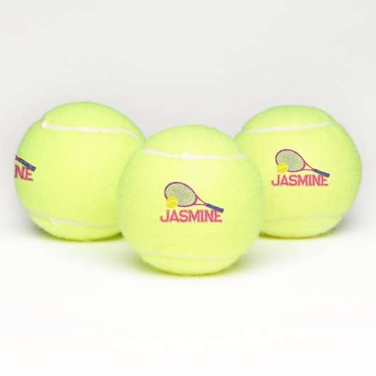 Tennisracket en bal roze blauw grafisch op maat (Multi)