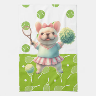 Tennisracket en balletje voor hondenliefhebber theedoek