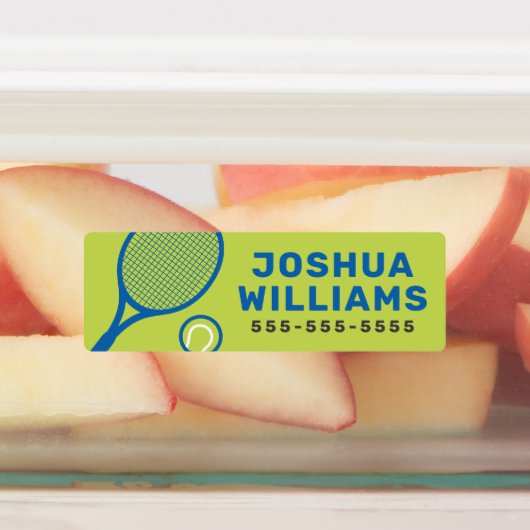 Tennisracket en balnaam telefoonnummer woning labels (Aangebracht)