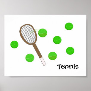 Tennisracket en tennisballen poster