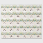 Tennisracket met bloemen cadeaupapier (Vlak)