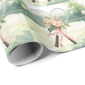 Tennisracket met bloemen cadeaupapier (Rol Hoek)