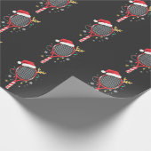 Tennisracket met Kerstmanhoed en Kerstverlichting Cadeaupapier (Hoek)