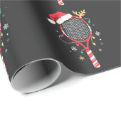 Tennisracket met Kerstmanhoed en Kerstverlichting Cadeaupapier (Rol Hoek)