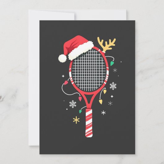 Tennisracket met Kerstmanhoed en Kerstverlichting Kaart (Voorkant)