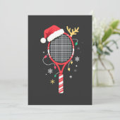 Tennisracket met Kerstmanhoed en Kerstverlichting Kaart (Staand voorkant)