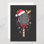 Tennisracket met Kerstmanhoed en Kerstverlichting Kaart (Voorkant / Achterkant)