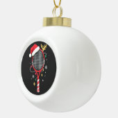 Tennisracket met Kerstmanhoed en Kerstverlichting Keramische Bal Ornament (Rechts)