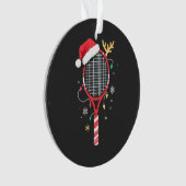 Tennisracket met Kerstmanhoed en Kerstverlichting Ornament (voorkant)