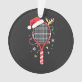 Tennisracket met Kerstmanhoed en Kerstverlichting Ornament (voorkant)