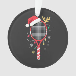 Tennisracket met Kerstmanhoed en Kerstverlichting Ornament
