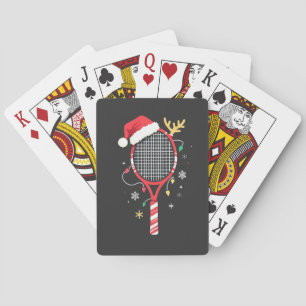 Tennisracket met Kerstmanhoed en Kerstverlichting Pokerkaarten