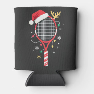 Tennisracket met Kerstmannenhoed en Kerstverlichti Blikjeskoeler