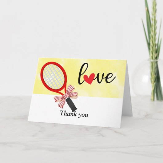Tennisracket met liefde bedankkaart (Voorkant)