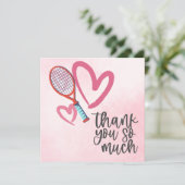 Tennisracket met liefde voor bruiloft bedankkaart (Staand voorkant)